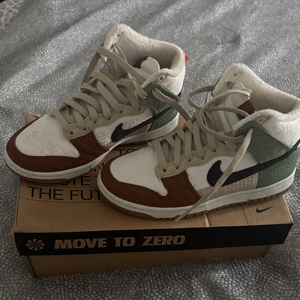 Nike Brown and Green High-Top Sneakers